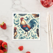 レトロファームルースターパターン スタンダードカクテルナプキン (インサイチュ)