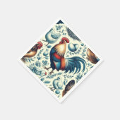 レトロファームルースターパターン スタンダードカクテルナプキン (角)