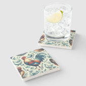 レトロファームルースターパターン ストーンコースター (横)