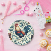 レトロファームルースターパターン ペーパープレート (パーティー)