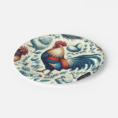 レトロファームルースターパターン ペーパープレート (アングル)