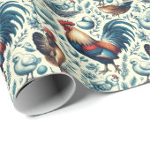 レトロファームルースターパターン ラッピングペーパー (ロールコーナー)