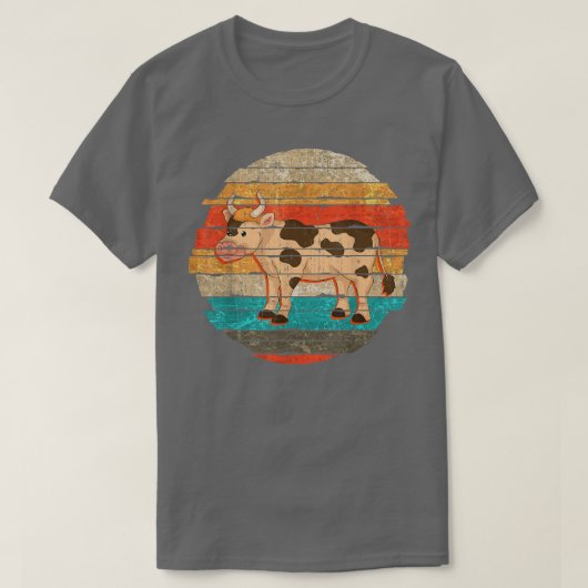 レトロファーム動物牛恋人農家農業牛 Tシャツ (デザイン正面)