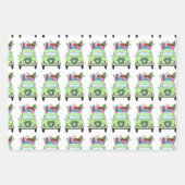 レトロフィアット500クリスマスプレゼント ラッピングペーパーシート (正面)