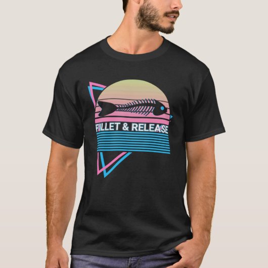 レトロフィッシング 魚捌きとリリース Tシャツ (正面)