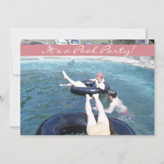 レトロフィフティスイミングプールパーティーヴィンテージ水着 招待状 (正面)