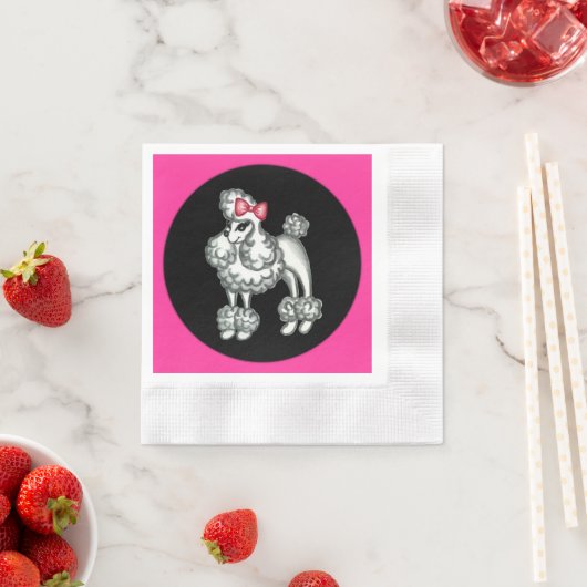 レトロフィフティフランスのスプードルパーティーナプキンス 縁ありカクテルナプキン (インサイチュ)