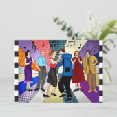 レトロフィフティーズをテーマにした誕生日 招待状 (スタンド正面)