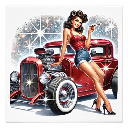 レトロフィフティーズピンアップガール フォトプリント            (正面)