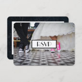 レトロフィフティ結婚スディナーのカップルRSVP 出欠カード (正面/裏面)