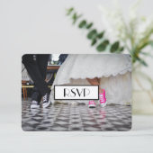 レトロフィフティ結婚スディナーのカップルRSVP 出欠カード (スタンド正面)