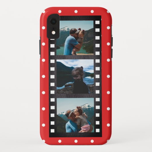 レトロフィルムストリップレッド水玉模様フォトコラージュ Case-Mate iPhoneケース (裏面)