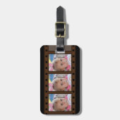 レトロフィルムストリップ最大3ポートレートの写真をブラック ラゲッジタグ (正面縦)