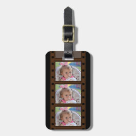 レトロフィルムストリップ最大3枚の黒い写真 ラゲッジタグ