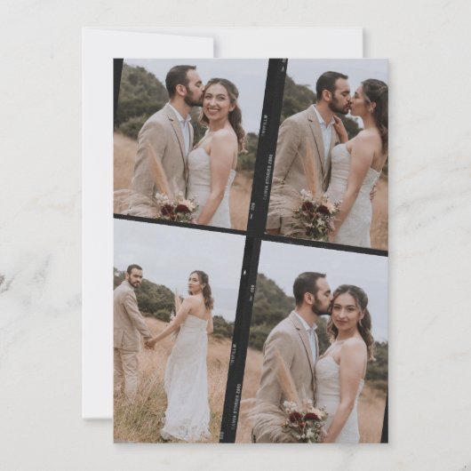 レトロフィルム結婚写真のコラージュサンキューカード サンキューカード (正面)