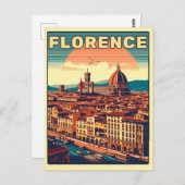 レトロフィレンツェ、フィレンツェイタリア旅行ギフト ポストカード (正面/裏面)