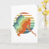 レトロフィールドホッケーゲーム選手、フィールドホッケースポーツ カード (黄色い花)