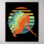 レトロフィールドホッケーゲーム選手、フィールドホッケースポーツ ポスター (正面)