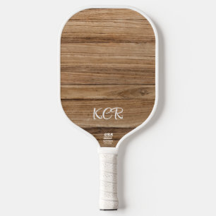 レトロフェイクオークウッドパターンイニシャル公式USA ピックルボールラケット