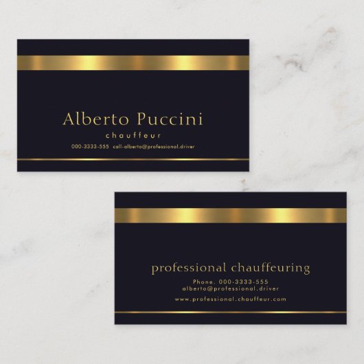 レトロフェイク金ゴールドストライプミニマリストチョーファー 名刺 (正面/裏面)