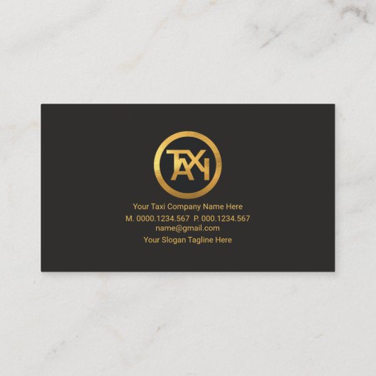 レトロフェイク金ゴールドタクシー看板タクシー 名刺 (裏面)