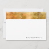 レトロフェイク金ゴールドディスコボール鏡 |モノグラム ノートカード (正面)