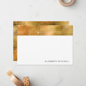 レトロフェイク金ゴールドディスコボール鏡 |モノグラム ノートカード (正面/裏面インサイチュ)