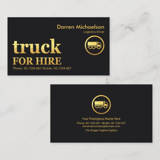 レトロフェイク金ゴールドトラック（ロジスティクスドライバを採用） 名刺 (正面/裏面)
