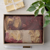 レトロフェイク金ゴールドビクトリアンオーナメントブルゴーニュバラ 薄葉紙 (ギフト)