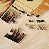 レトロフェイムグレートDANEイエローブラウンブラックアートワーク ジグソーパズル (側面)