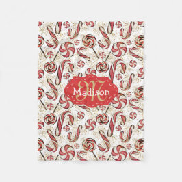 レトロフェスティバルおもしろいキャンディキャンズパターンベビー名 フリースブランケット