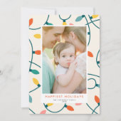 レトロフェスティバルカラフルクリスマスライトワンフォト シーズンカード (正面)