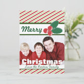 レトロフェスティバルストライプとホリーカスタム写真 シーズンカード (スタンド正面)