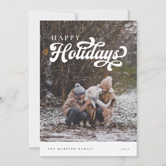 レトロフェスティバルハッピーホリデーズフォトクリスマスカード シーズンカード (正面)
