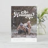 レトロフェスティバルハッピーホリデーズフォトクリスマスカード シーズンカード (スタンド正面)