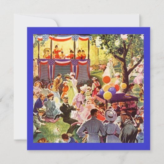 レトロフェスティバルパーティーインザパークピクニック招待状 招待状 (正面)