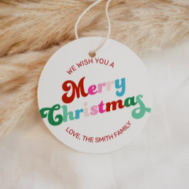レトロフェスティバルレインボーピンククリスマスサークルギフト フェイバータグ