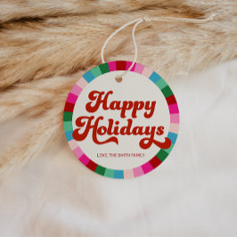 レトロフェスティバルレインボーピンククリスマスホリデーギフト フェイバータグ