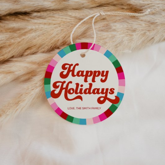 レトロフェスティバルレインボーピンククリスマスホリデーギフト フェイバータグ