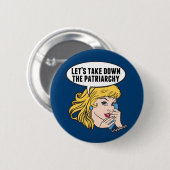 レトロフェミおもしろいニストポップ・アートのアートアンチ家父長制 缶バッジ (正面&裏面)
