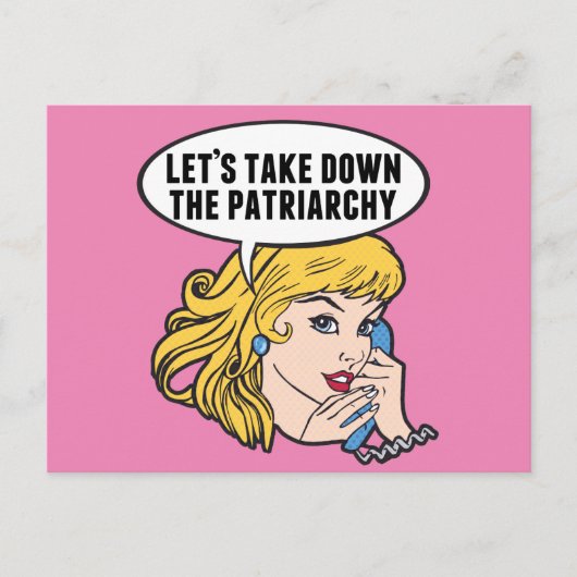 レトロフェミおもしろいニストポップ・アートのアートガールピンク政治 ポストカード (正面)