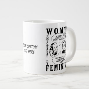 レトロフェミニストユーモアのマグカップ ジャンボコーヒーマグカップ