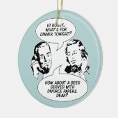 レトロフェミニストユーモアオーナメント セラミックオーナメント (左)