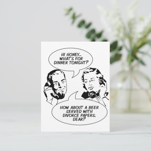 レトロフェミニズムのユーモアのポストカード ポストカード (スタンド正面)