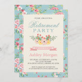 レトロフェミニンフローラ女性退職パーティー 招待状 (正面/裏面)