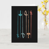 レトロフェンシングサーバー剣ヴィンテージギフト カード (黄色い花)