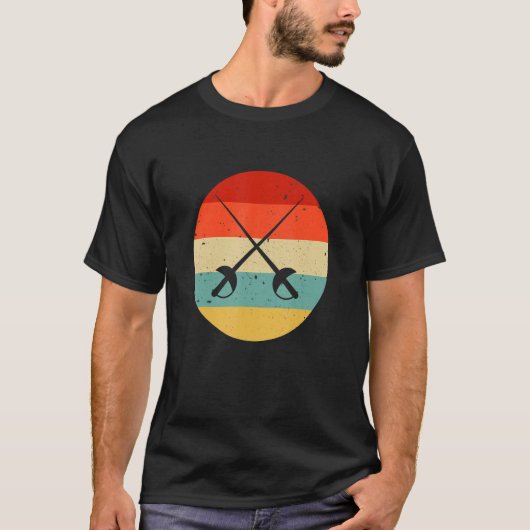 レトロフェンシングフェンサースポーツ Tシャツ (正面)