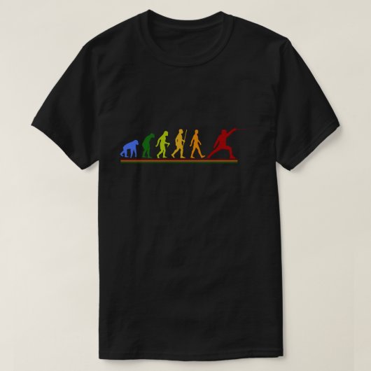 レトロフェンシング進化ギフトTシャツ Tシャツ (デザイン正面)