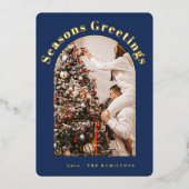 レトロフォイルクリスマスカード |季節のごあいさつカード 箔シーズンカード (正面)