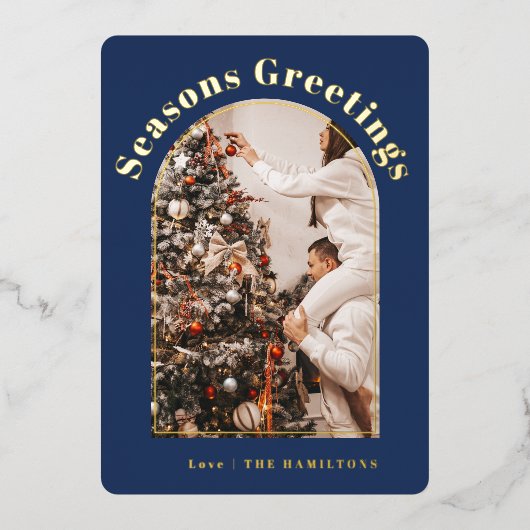 レトロフォイルクリスマスカード |季節のごあいさつカード 箔シーズンカード (正面)